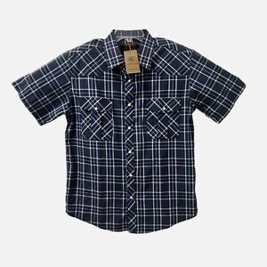 Coevals Club Blue Plaid Pearl Snaps Men’s Short Sleeve Shirt Size Large  NWT